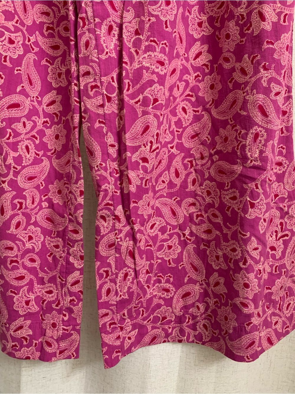 Knox Rose Cotton Blend Pink Paisley Wide-Leg Drawstring Pants Pockets Medium - Picture 3 of 6